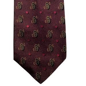 VTG Robert Talbott Silk Tie Burgundy Red Gold Patterned Textured Classic Necktie